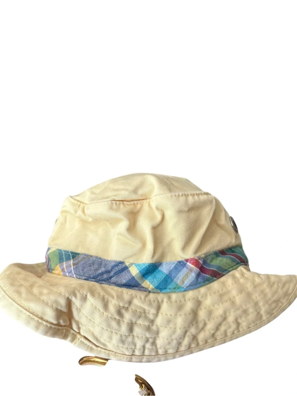 Polo by Ralph Lauren 100% Cotton Butter Yellow Bucket Hat with Plaid TODDLER